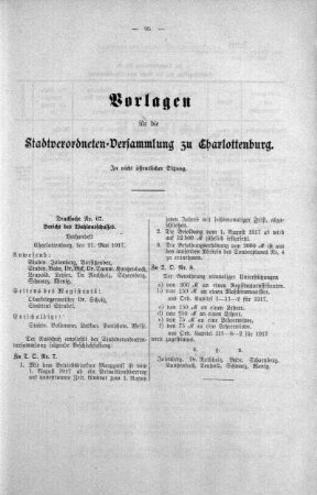 In nichtöffentlicher Sitzung. (67), 23. Mai 1917