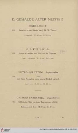 D. Gemälde alter Meister (Nr. 231-287)