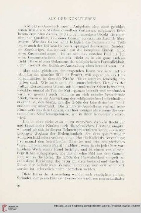 Aus dem Kunstleben