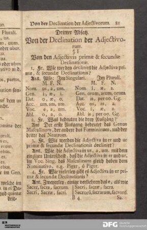 Dritter Absatz. Von der Declination der Adjectivorum