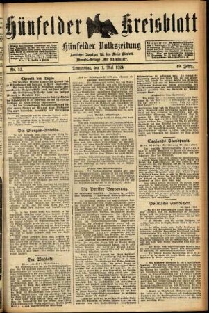 Ausgabe vom Donnerstag, den 01. Mai 1924.