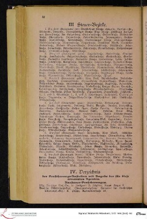 III Steuer-Bezirke.