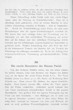 XII. Die zweite Generation des Hauses Parish.