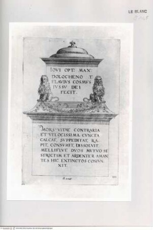 Monumenta clarorum doctrina praecipuè ..., Tafel 110: Grabmal des T. Flavius(?) in Rom