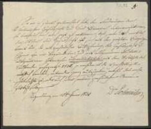 Brief von Franz Gerhard Eschweiler an Regensburgische Botanische Gesellschaft
