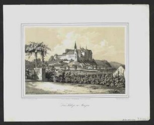 Ansicht von Meißen, Lithographie, um 1840 : Das @Schloss zu Meißen / N. d. Natur u. auf Stein gez. v. Lütke. - Berlin : Schroeder ; Berlin : Königl. Lith. Institut , [um 1840?]. - 1 Kunstbl. : Lithographie ; 22 x 15 cm