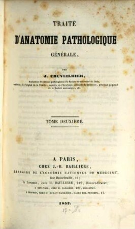 Traité d'anatomie pathologique generale, 2