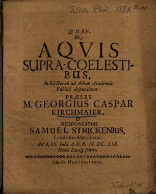De Aqvis Supra-Coelestibus
