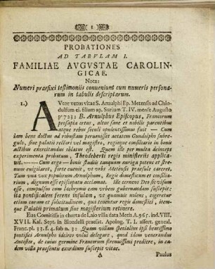 Exercitatio Genealogica De Familia Avgvsta Carolingica Antiqvorvm Monvmentorvm Avtoritate Innixa