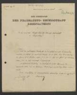 Brief von Johann Eduard Herberger von Pharmaceutische Gesellschaft Rheinbayerns (Kaiserslautern) an Regensburgische Botanische Gesellschaft