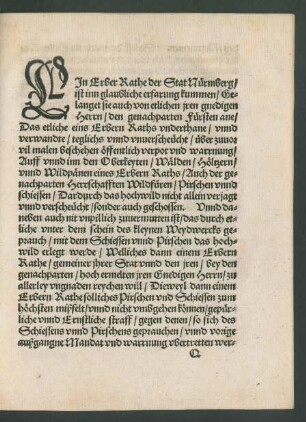 Ein Erber Rathe der Stat Nürmberg/ ist inn glaubliche erfarung kummen ...