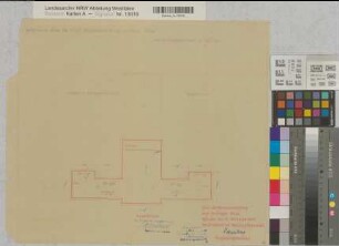 Münster (Münster) Frauenhaftanstalt Abbruch und Wiederaufbau des zerstörten Teiles Grundriß der zerstörten Dächer 1949 1 : 200 38 x 42,5 Pause Staatshochbauamt Münster Regierung Münster Nr. 33852