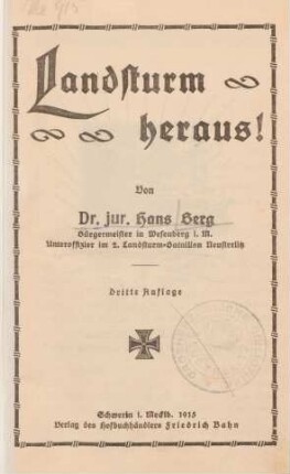 Bd. 2: Landsturm heraus!