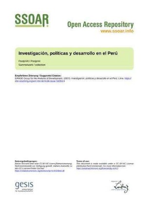 Investigación, políticas y desarrollo en el Perú