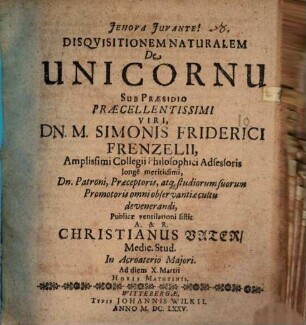 Disquisitionem nat. de unicornu