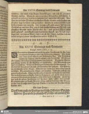 Am XXVII Sonntage nach Trinitatis