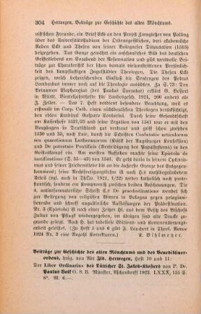 304-306 [Rezension] Beiträge zur Geschichte des alten Mönchtums und des Benediktinerordens; Heft 10 und 11