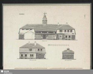 Ansichten [Hof- und Seitenansicht], Schule der Gemeinde Neu-Eibau, Oberlausitz