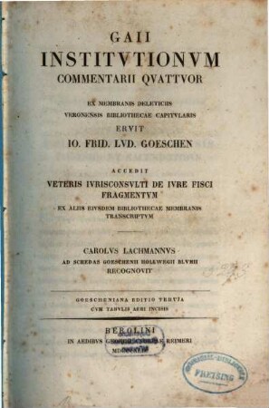 Gaii Institvtionvm Commentarii Qvattvor
