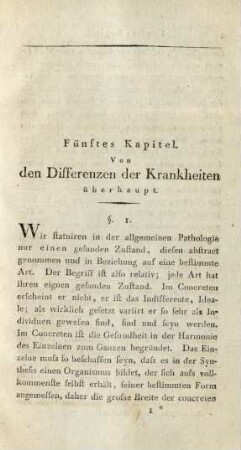 Fünftes Kapitel. Von den Differenzen der Krankheiten überhaupt