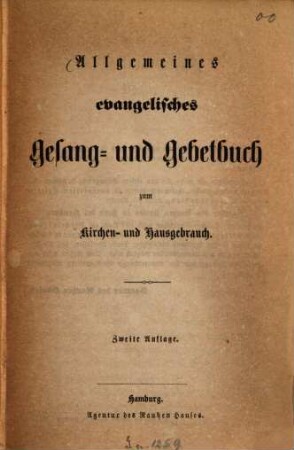 Allgemeines evangelisches Gesang- und Gebetbuch zum Kirchen- und Hausgebrauch