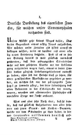 Deutliche Darstellung des eigentlichen Zweckes, für welchen unsere Elementarschulen vorhanden sind