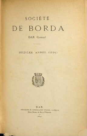 Bulletin de la Société de Borda. 16. 1891