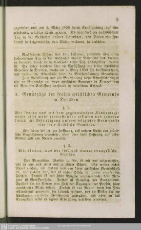 Grundzüge der freien christlichen Gemeinde in Dresden