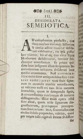 III. Desiderata Semeiotica.