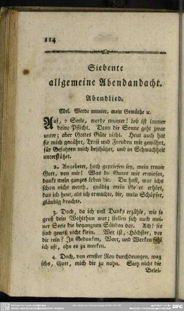 Siebente allgemeine Abendandacht