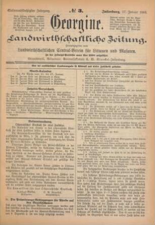 Siebenundfünfzigster Jahrgang. No. 3. Insterburg, 17. Januar 1889.