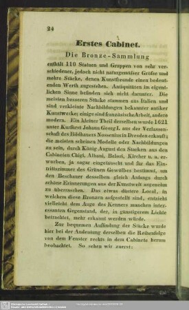 Erstes Cabinet. Die Bronze-Sammlung