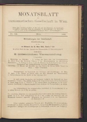 Nr. 104. März. 1892
