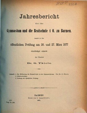 Jahresbericht : über das Schuljahr .... 1876/77