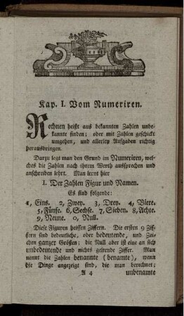 Kapitel I. Vom Numeriren.