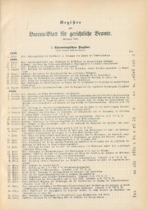Register zum Bureau-Blatt für gerichtliche Beamte. Jahrgang 1899