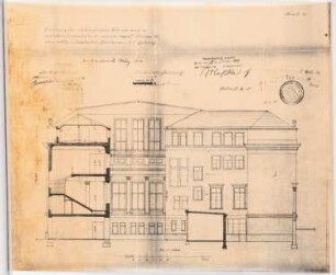 Villa von der Heydt, Berlin-Tiergarten. Zum Projekt gehörend: Böhmer & Petrich, Villa von der Heydt, Berlin-Tiergarten Umbau: Schnitt 1:100