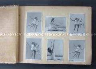 Fotoalbum der Hinrich Medau-Gymnastikschule mit Aufnahmen von Mädchen bei Übungen am Strand