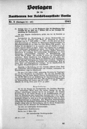 Nr. 3 (Vorlagen 21-49), 1941/07/07
