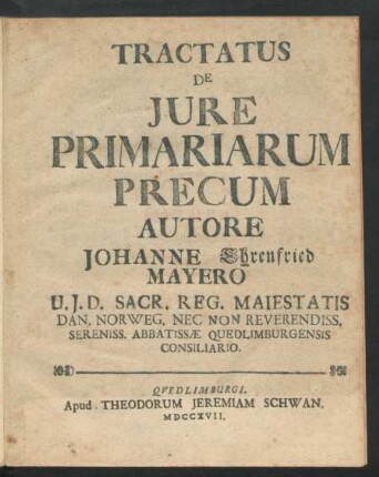 Tractatus De Iure Primariarum Precum