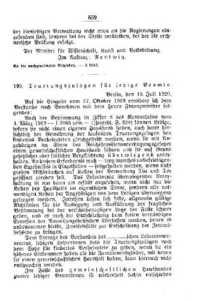 Teuerungszulage für ledige Beamte: [A. Behörden und Beamte]