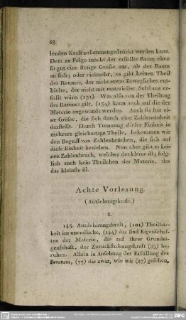 Achte Vorlesung. (Anziehungskraft)