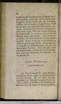 Achte Vorlesung. (Anziehungskraft)