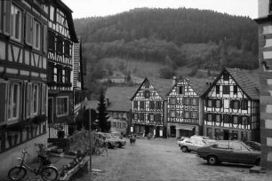 Schiltach: Marktplatz mit Fachwerkhäusern, von oben