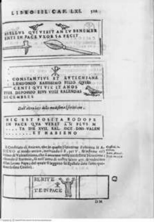 Roma sotterranea. Opera postuma di Antonio Bosio Romano, antiquario ecclesiastico singolare de' suoi tempi nella quale si tratta de' sacri cimiterii di Roma, del sito, forma, & uso antico di essi ... compita, disposta e accresciuta dal P. Giovanni Severani da S. Severino, Grabtafeln