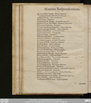 Nomina Respondentium.
