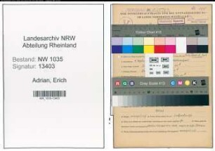 Entnazifizierung Erich Adrian , geb. 09.09.1899 (Angestellter)