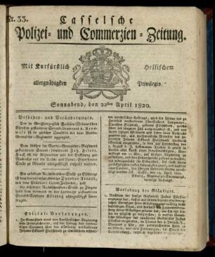 Nr. 33, Sonnabend, den 22sten April 1820