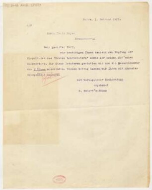 Brief an Fritz Meyer : 01.02.1919