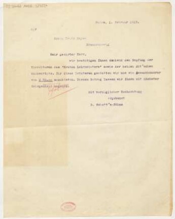 Brief an Fritz Meyer : 01.02.1919